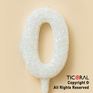 VELA NUMERAL CHICO 5.5 CM CON GIBRE BLANCO NUMERO 0 x 1